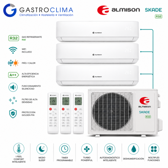 Aire acondicionado Mutli Split ALMISON 3X1ALM9912AXR32 3.000 +2200+2000